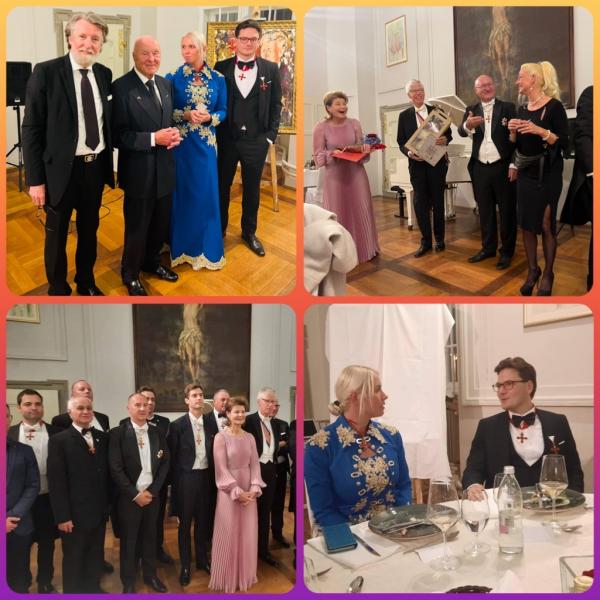 Source: www.viteski-red.si Photo1. Franc Miksa a diplomat, ambassador, and writer. Bozo Dimnik, The ‘Legend’ among Slovenian businessmen also a fisherman and diver. Tyasha A. and  Kristjan Brozovic, familiar dekan and Tyasha's mentor Photo2. Princess Margaretha, Princ Nikolaus, Silvester Likar and an artist Norma De Saint Picman Photo3. New members of Knighthood